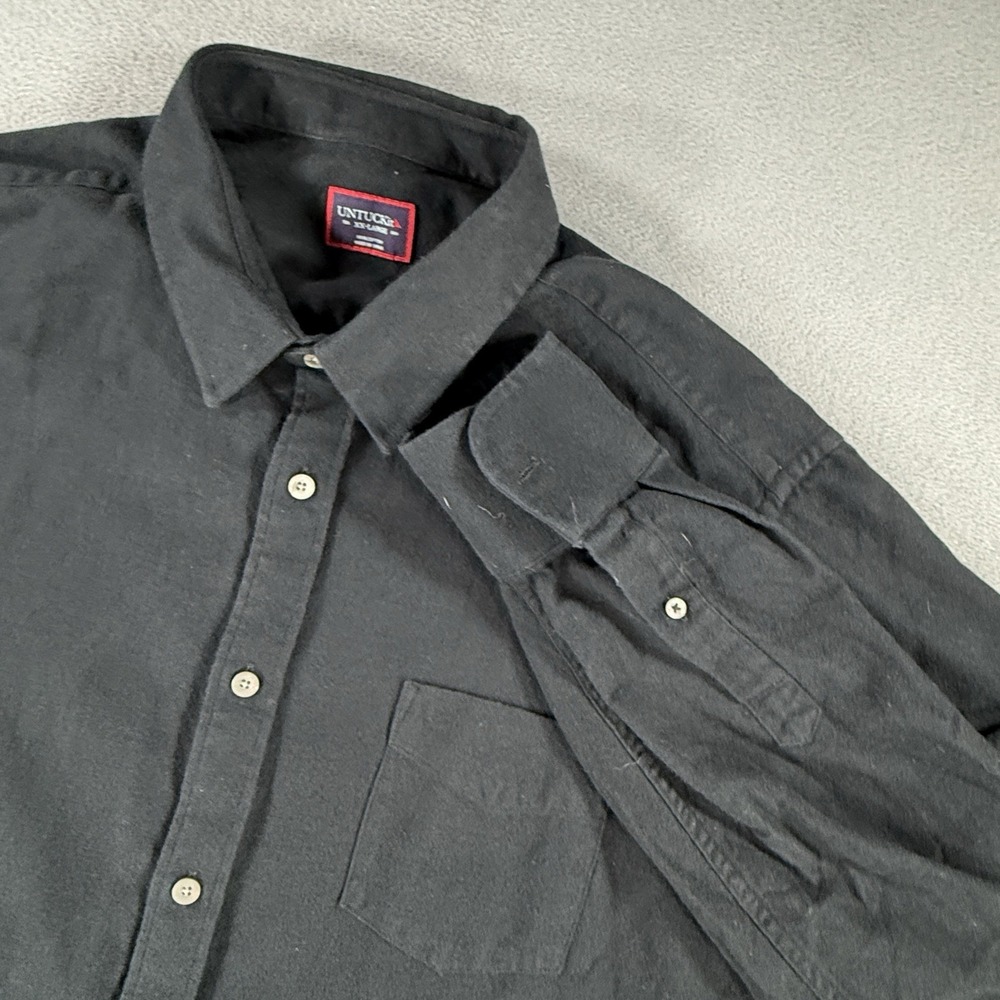 Untuckit Flannel Button Shirt Mens 2XL Black Cotton Long Sleeve Sherwood L